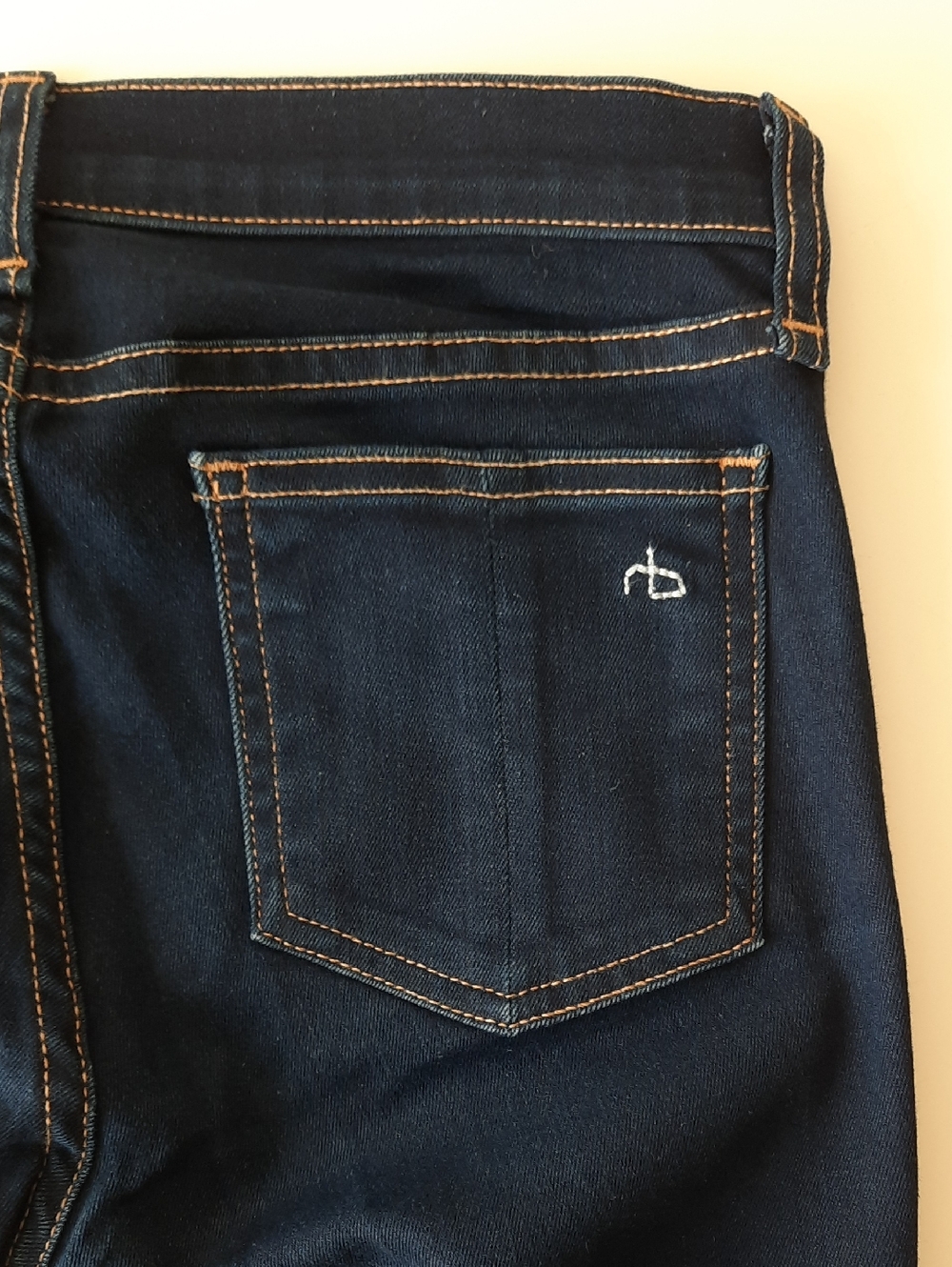 rag & bone Navy Skinny Jeans with Contrast Stitching, 26